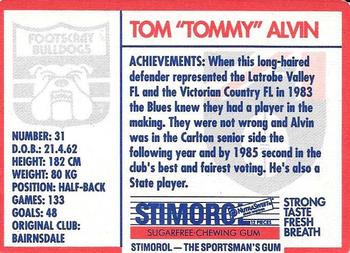 1991 Scanlens Stimorol #79 Tom Alvin Back